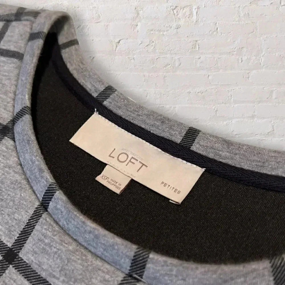NWT LOFT Grey Windowpane Sweater & Skirt Set Size XXSP - Picture 8 of 10